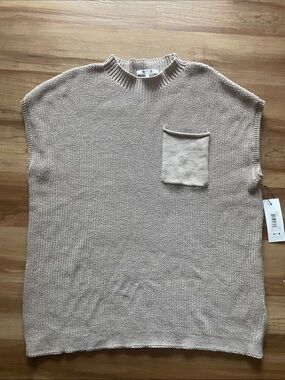 NWT Three Dots Cream Knit Crewneck Sleeveless Top Michaela